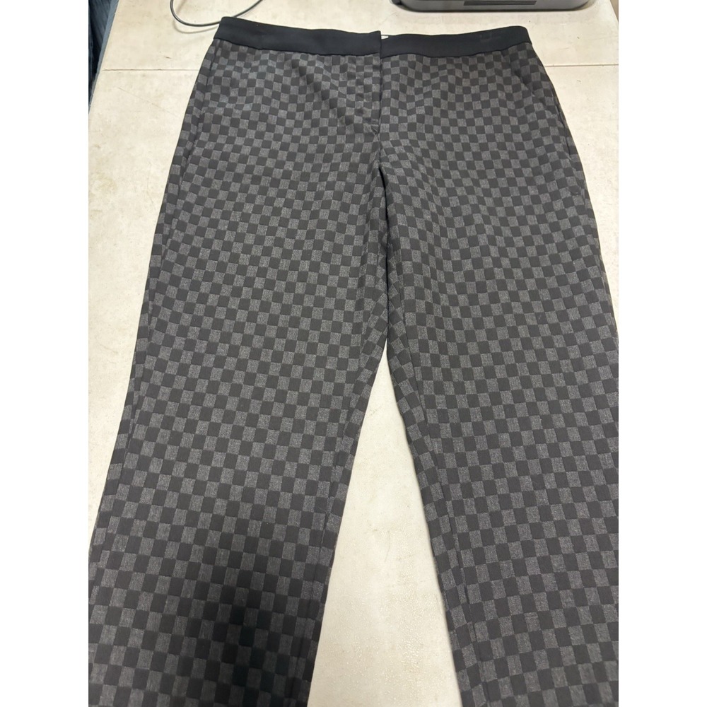 Halogen Womens Straight Pants Black Checkered Mid Rise Stretch Quinn Fit 8